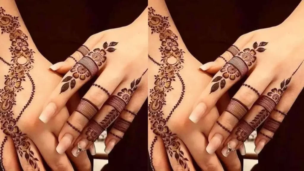 Asymmetric Finger Mehndi Design