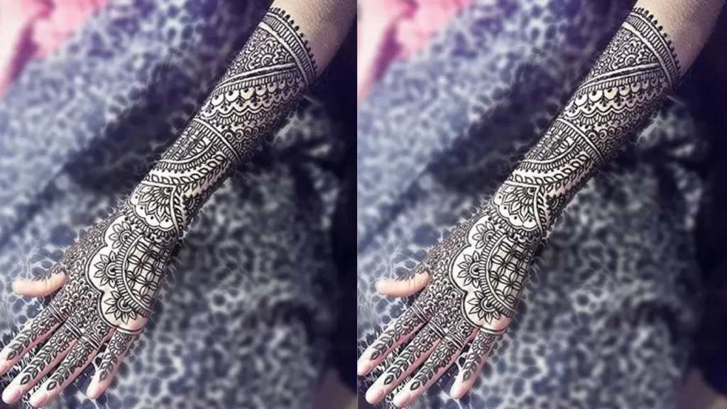 Asymmetrical bridal mehndi design