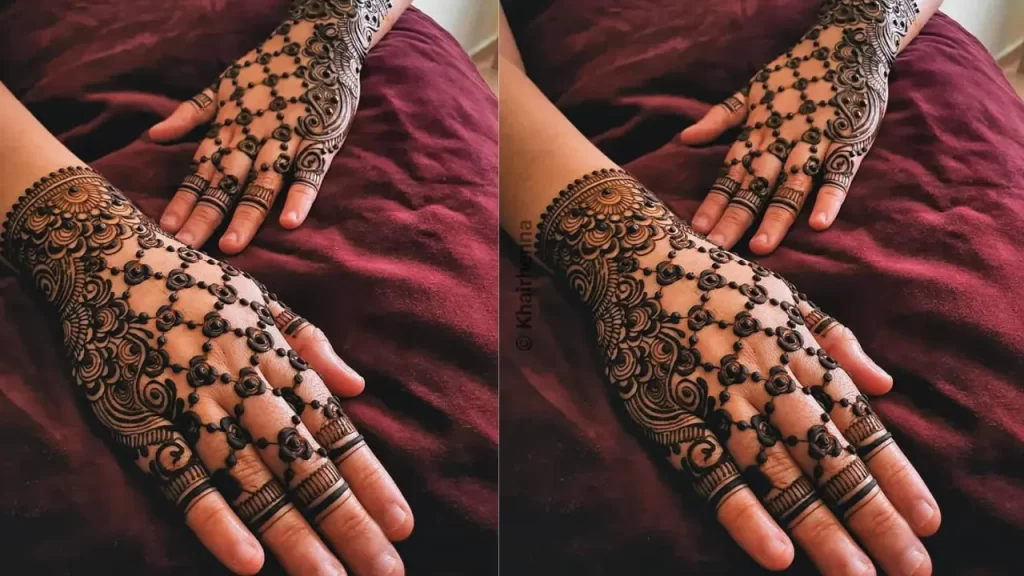 Beaded Finger Mehndi Design