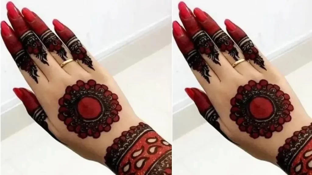 Black and Red Mehndi Design