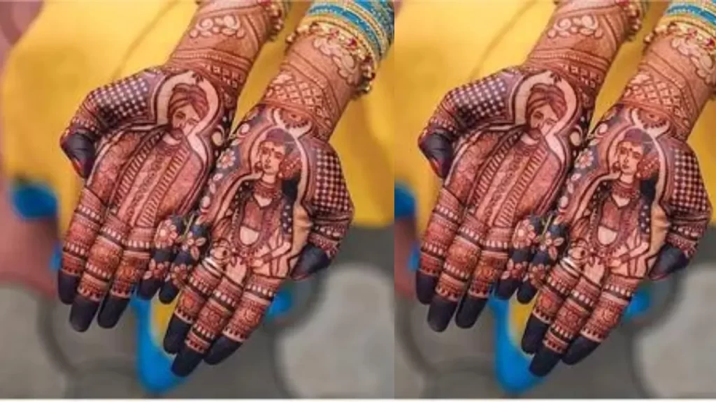 Bridal and Groom with initials mehndi design