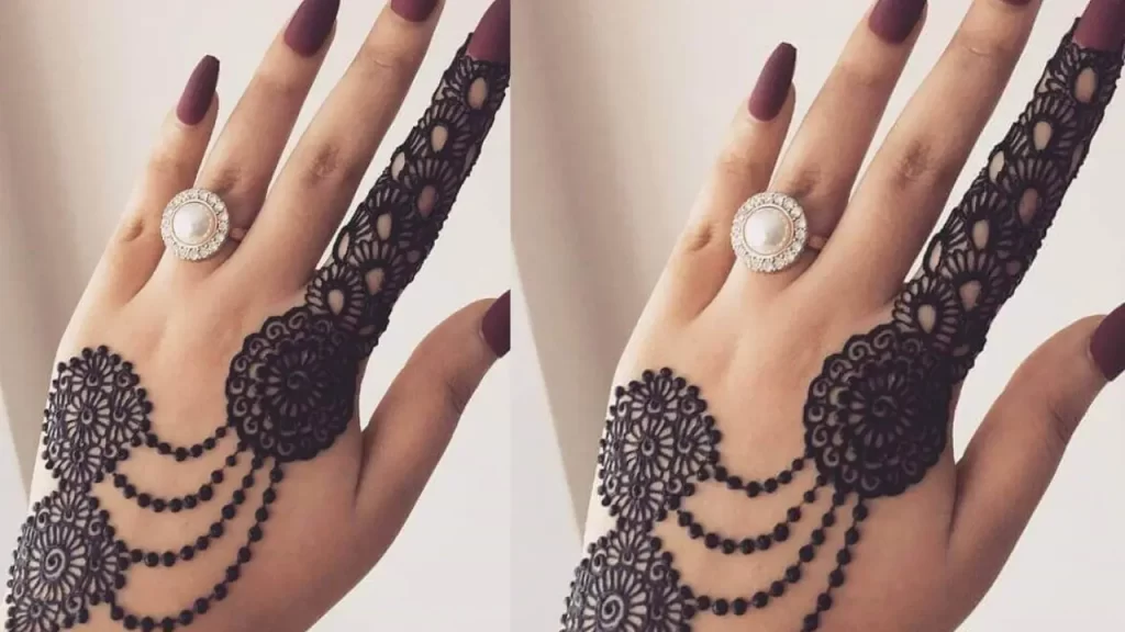 Chained Ring Arabic Mehndi Design