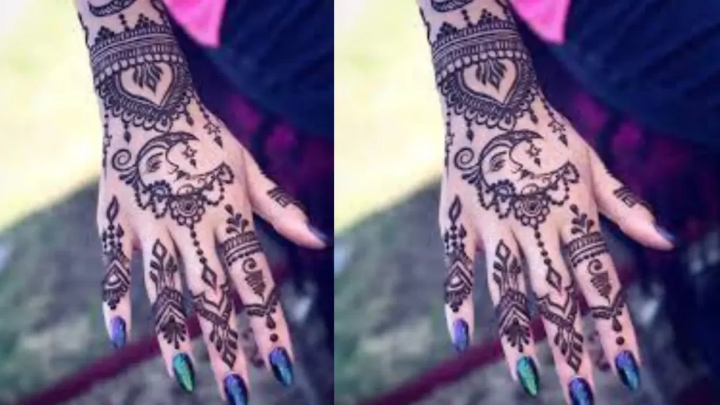 Crescent Moon Arabic Mehndi Design