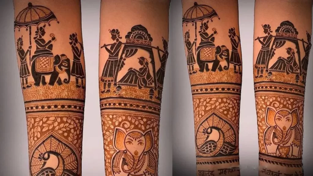 Elephant And Palanquin Dulhan Mehndi Design