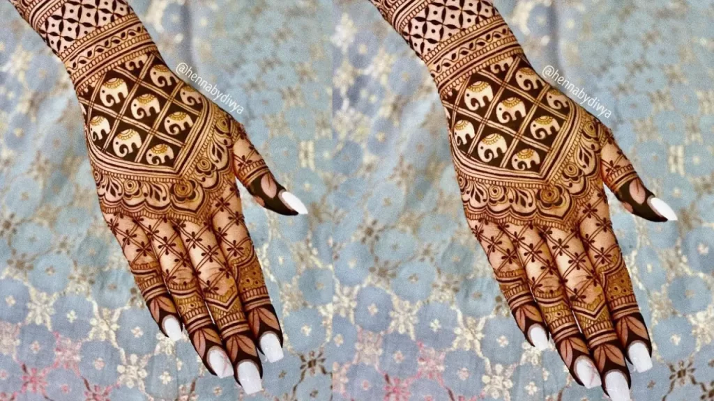 Elephant-inspired Mehndi design