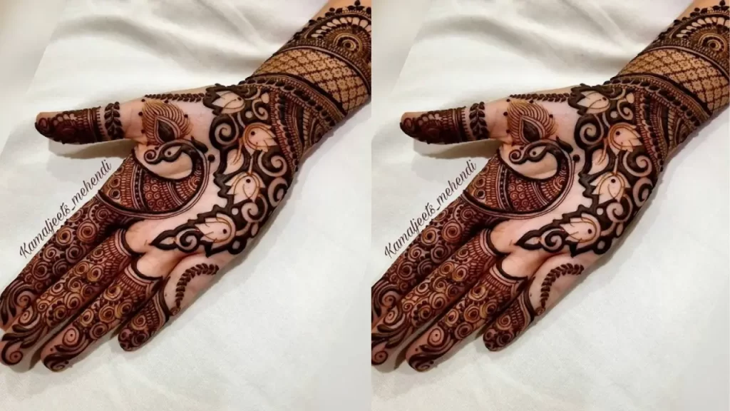 Fancy Stencil style lotus mehndi design