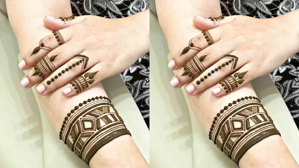 Geometric Finger Mehndi Design