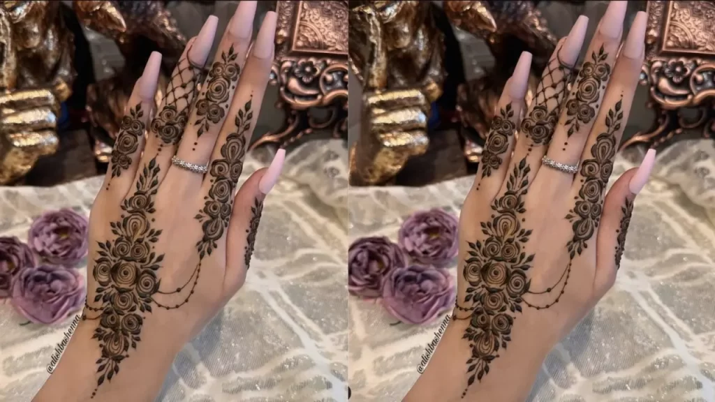 Lines and Floral Mehndi Design