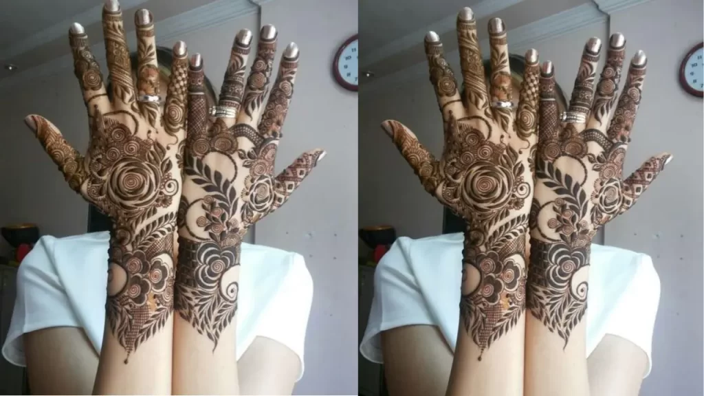 Rose Inspired Full Hand Mehndi Design