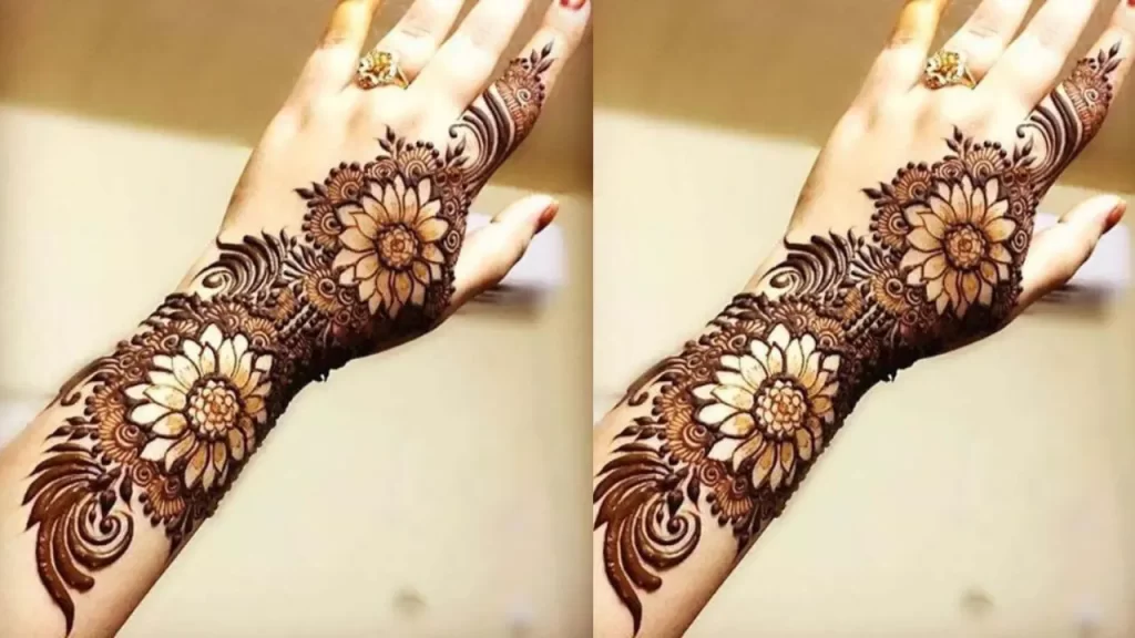 Rose Petal Mehndi Design for Fingers