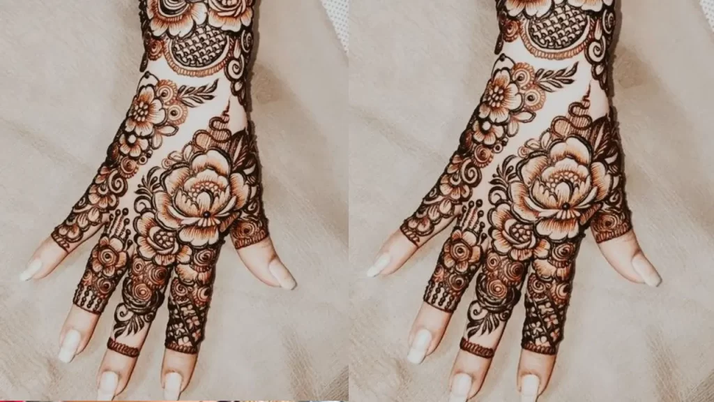 Rose petal based mehndi design