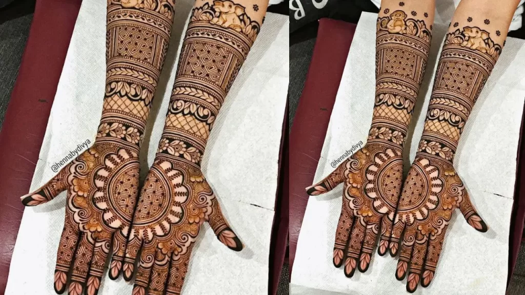 Symmetric Mehndi Design for Bridal