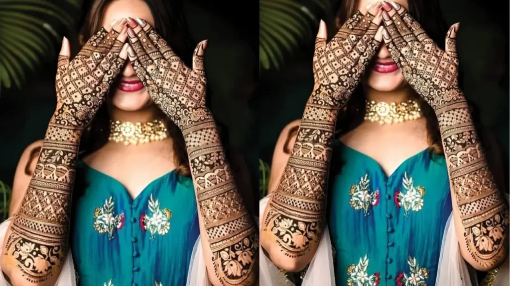 Tattoo inspired full hand mehndi design