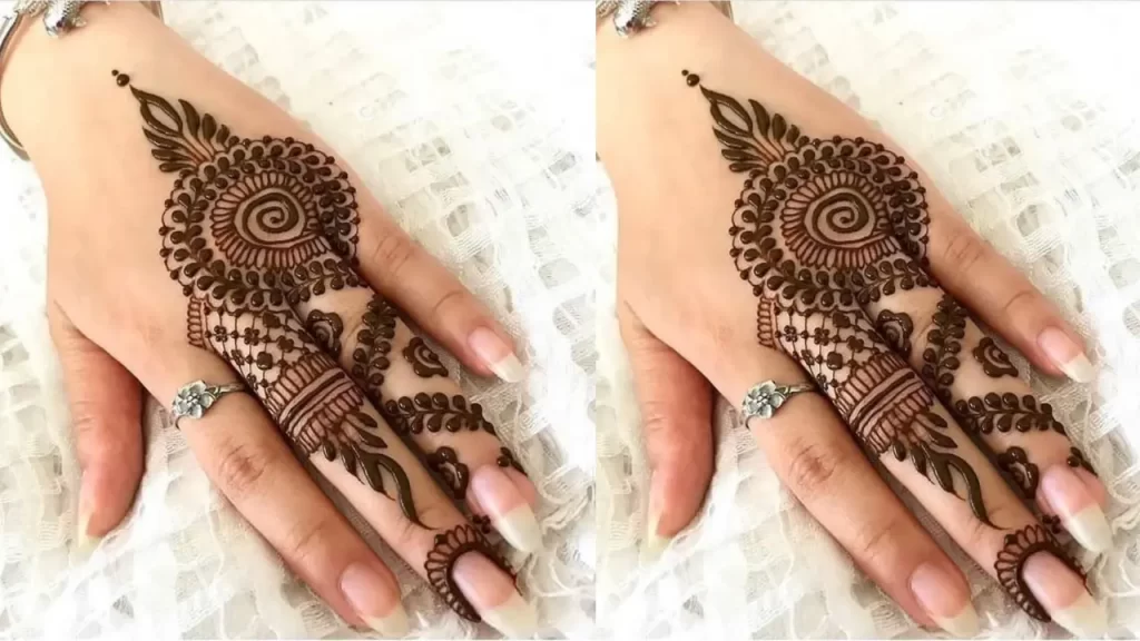 Traditional paisley henna design for forefinger