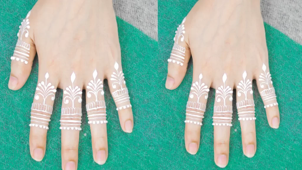 White Finger Mehndi Design