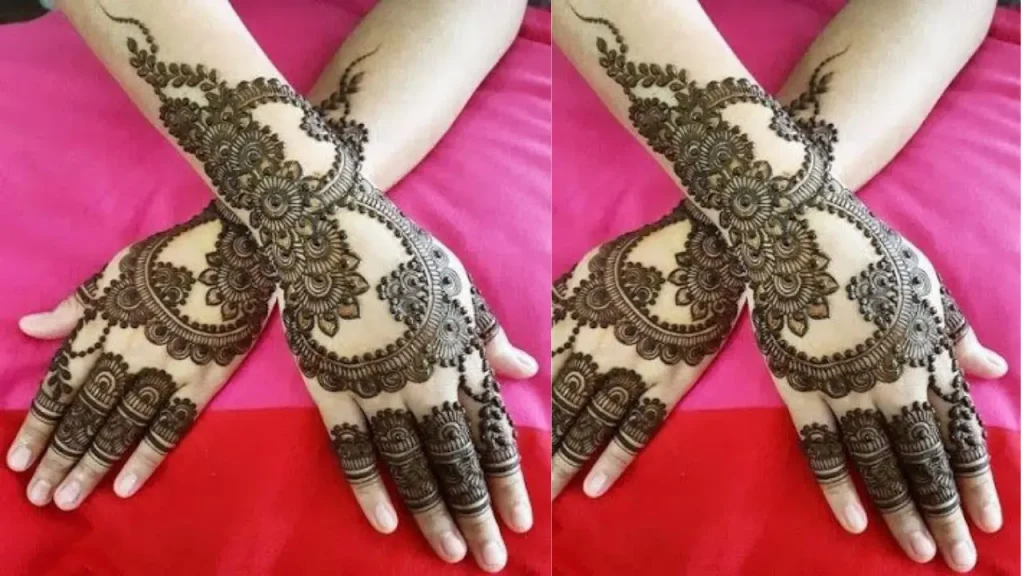 Geometric khafif Mehndi Designs Front Hand