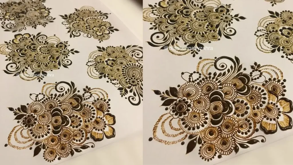 Floral Patch Mehndi Design in Khafif Henna Patterns