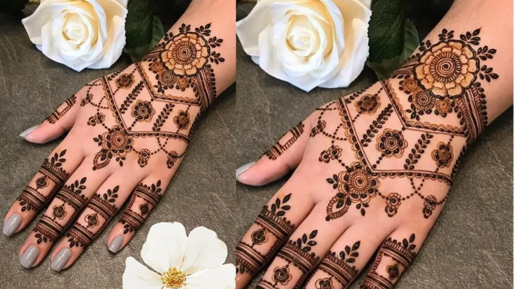 Bracelet with Hibiscus Mehndi