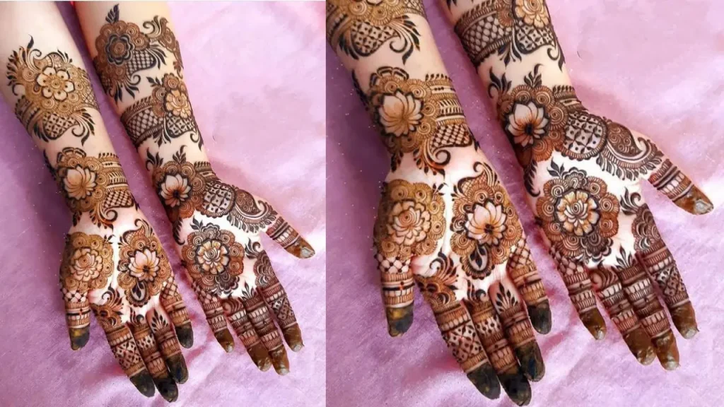 Modern khafif mehndi design for front hand