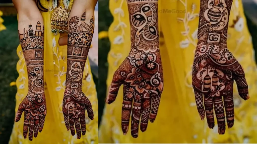 simple and beautiful khafif mehndi design for front hands
