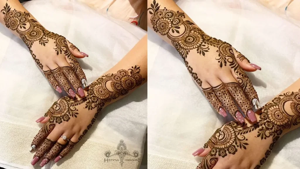 khafif mehndi design front and back
