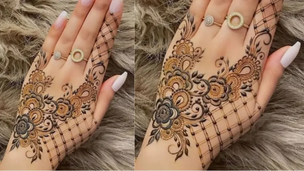 khafif Mehndi Designs Front Hand Flowers