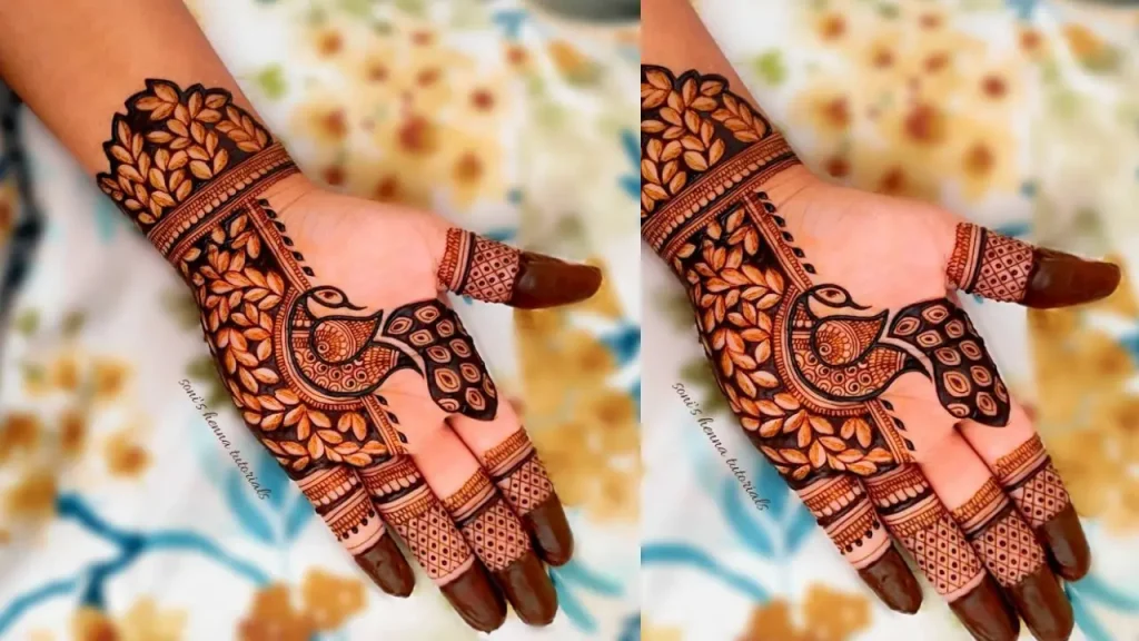 Peacock khafif Mehndi Designs Front Hand 