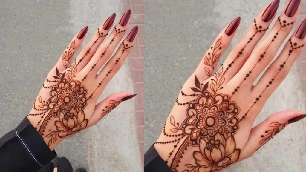 New Back Hand Flower Mehndi Design 