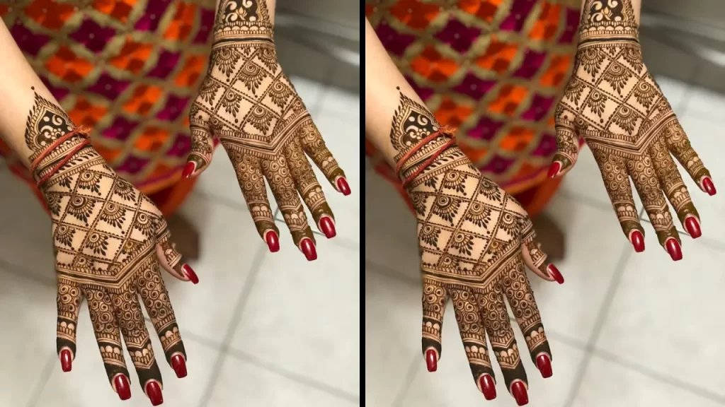 Criss Cross back hand mehndi design