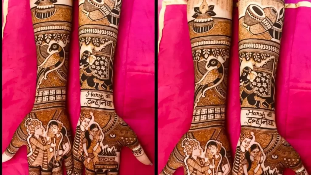 Dulha-Dulhan and Kalash Mehndi Design