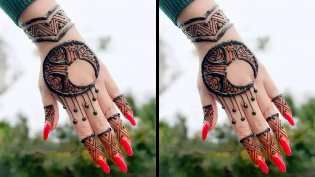 Moon back hand mehndi design