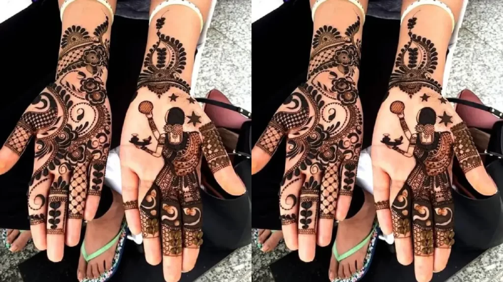 Paneled Mehndi Design for Karwa chauth