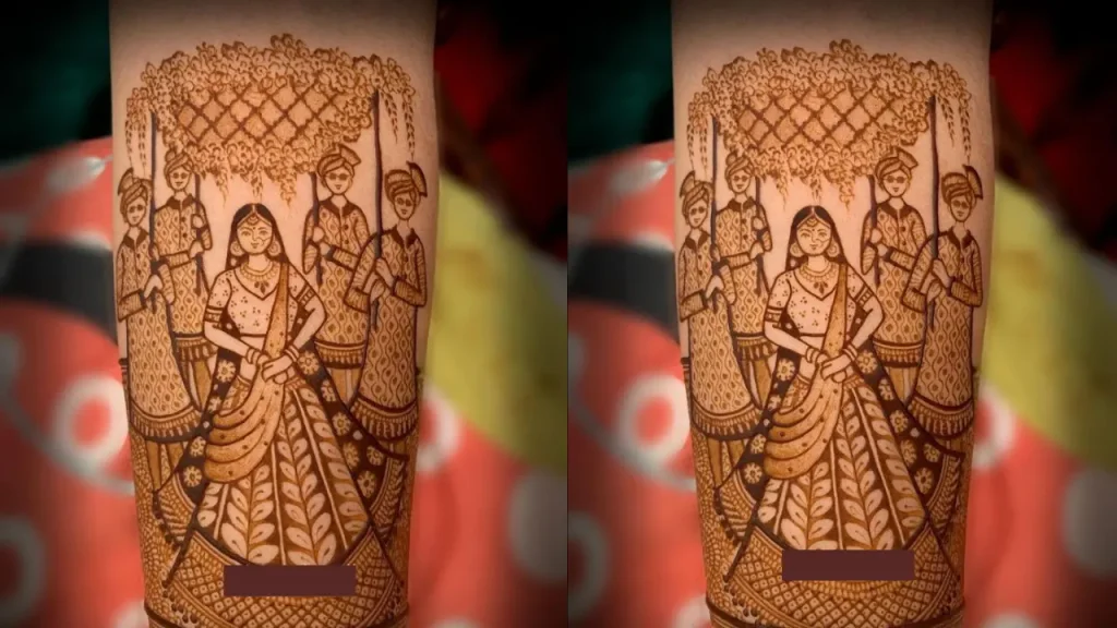 Portrait of bridal entry mehndi design