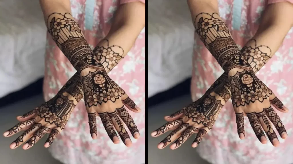 Trendy back hand mehndi design