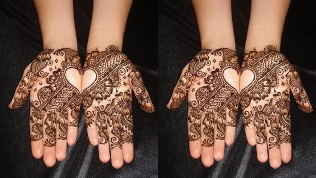 Two Halves of One Heart Identical Mehndi design