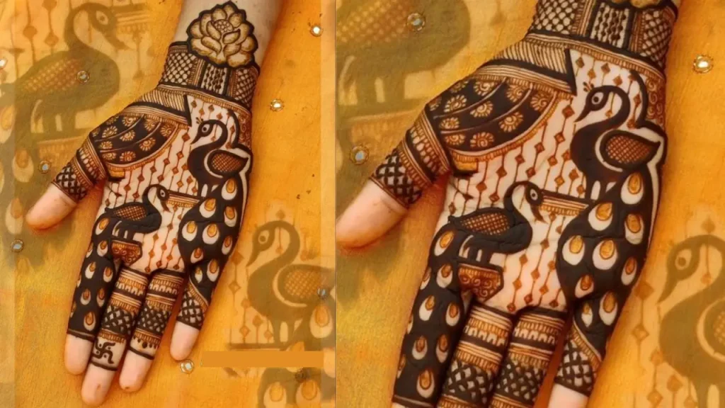 Peacock Motif palm mendi