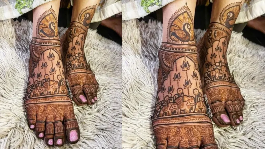 Peacock Motifs Foot Mehndi