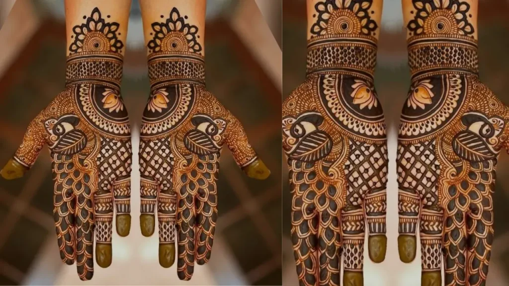 Peacock mehndi designs for engagement ceremony