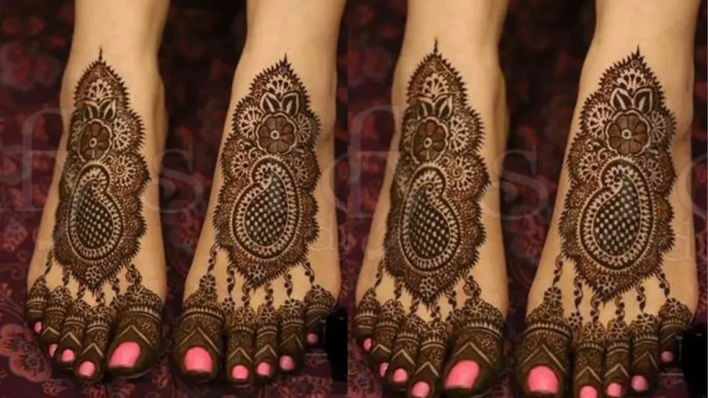 simple henna design foot