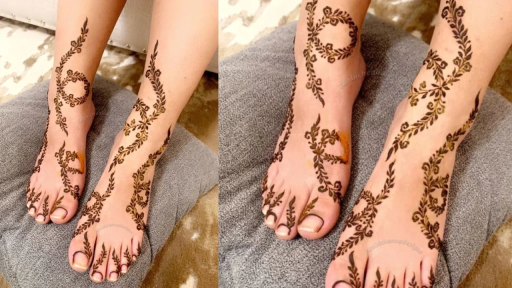 stylish foot mehndi design