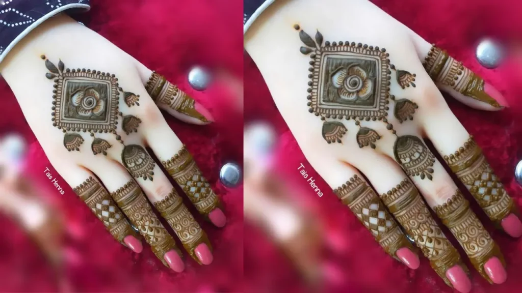 unique finger ring mehndi Design