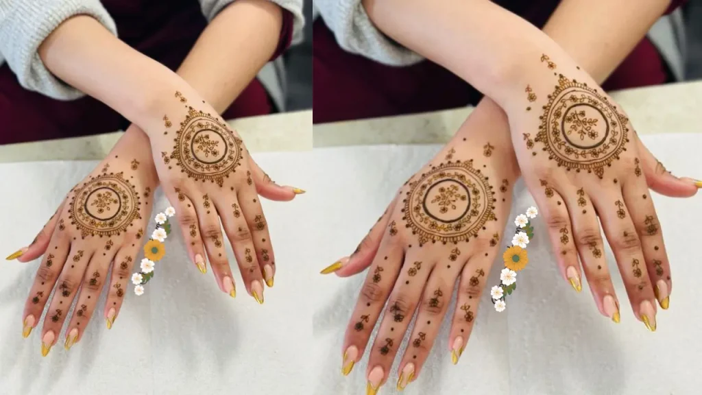 Celestial Crescent Mehndi layout