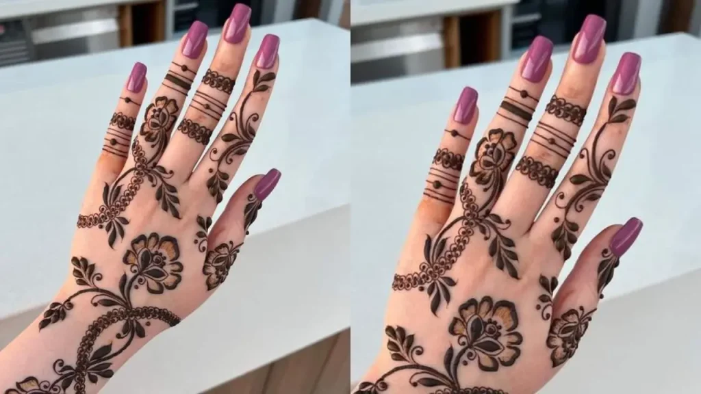 Full finger mehndi design simple and beautiful