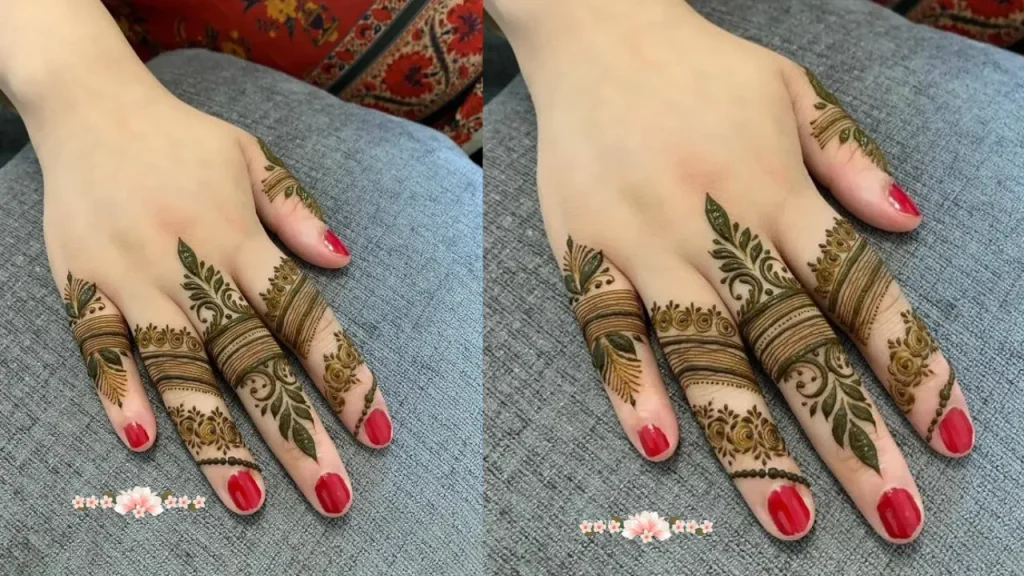 Geometric Finger Mehndi Design