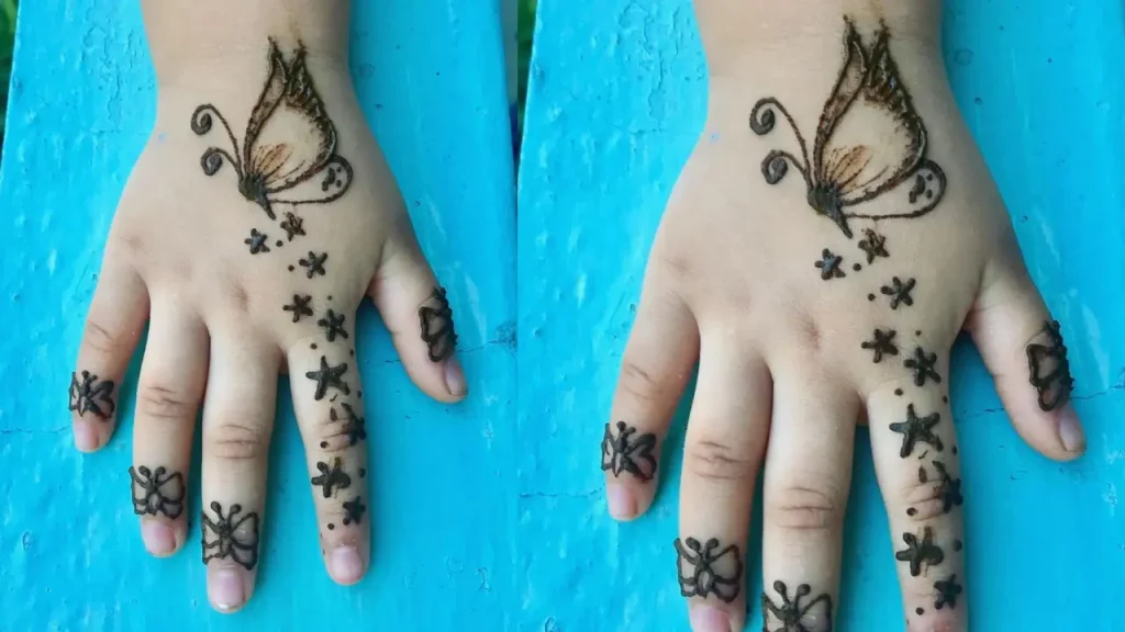 Mehndi Designs for Kids' Hands on Eid