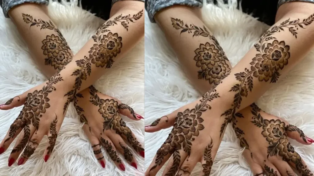 Mehndi design arm to Hand