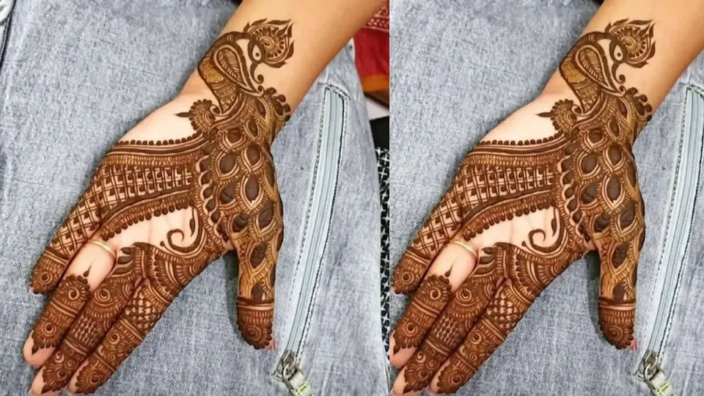 Peacock Feather Mehndi layout