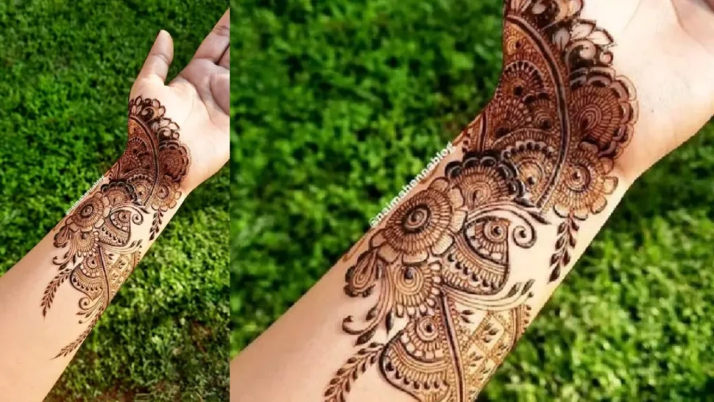 Peacock Floral Arms Henna sample