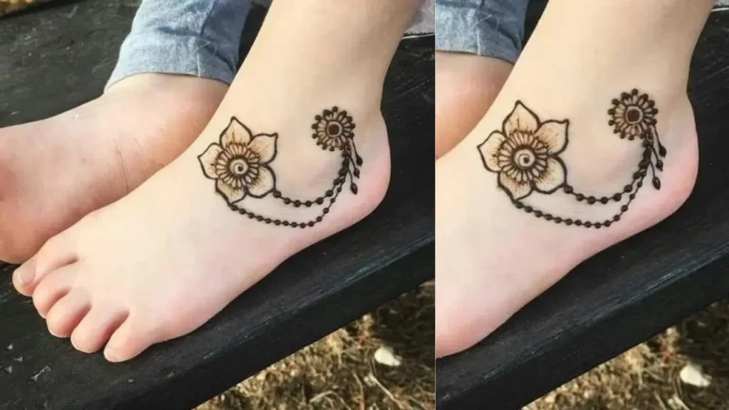 SIMPLE ARABIC  MEHNDI DESIGNS FOR KIDS FOOT