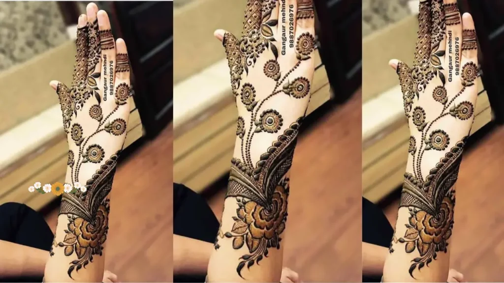 Winding and Flower Mehndi design